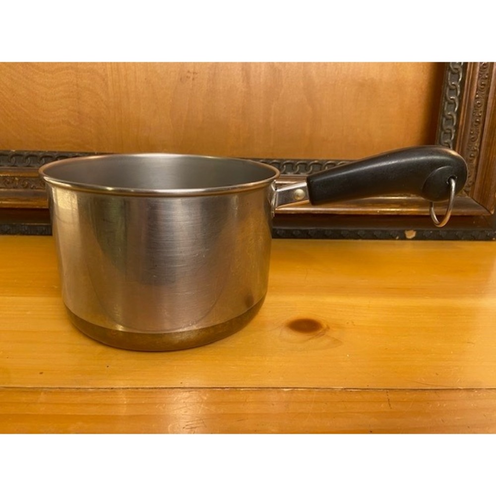 Vintage Revere Ware 2 Qt Copper Clad Bottom Saucepan Stainless Steel 1801 No Lid